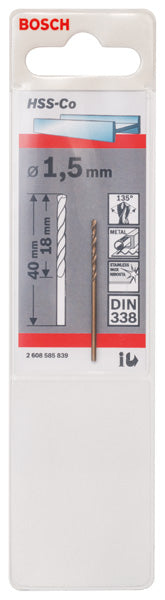 Broca Bosch 1,5mm HSS-Co (1 embalagem)