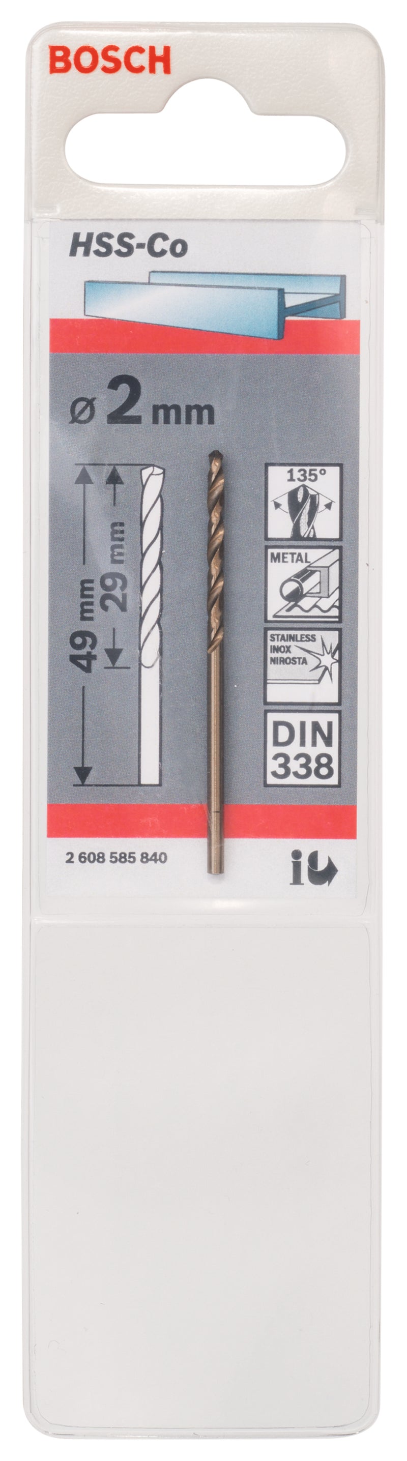 Bosch Drill bit 2,0mm HSS-Co (1pack)