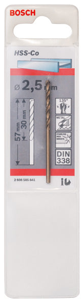 Broca Bosch 2,5 mm HSS-Co (1 embalagem)