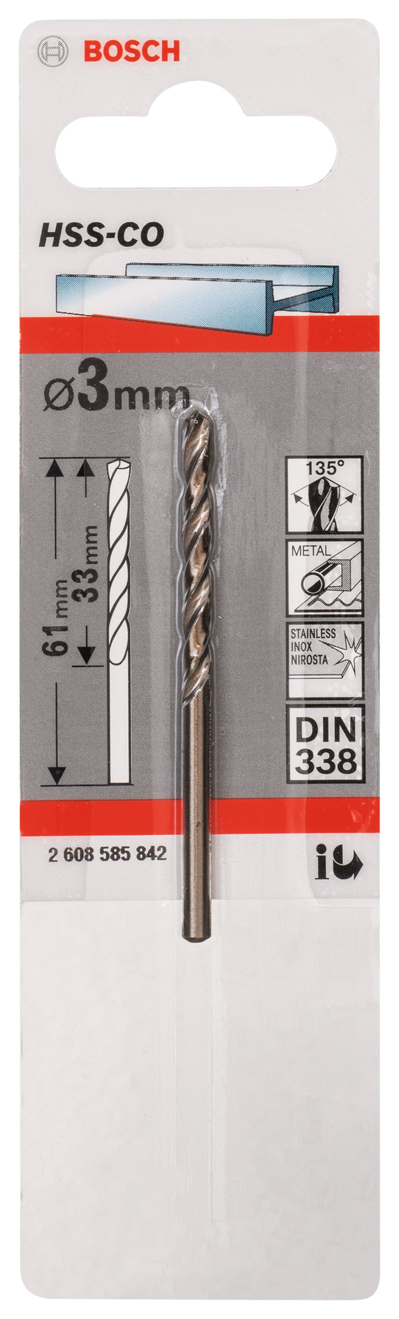 Bosch HSS-Co DIN338: 3,0x33x61