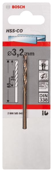 Broca Bosch 3,2mm HSS-Co (1 embalagem)