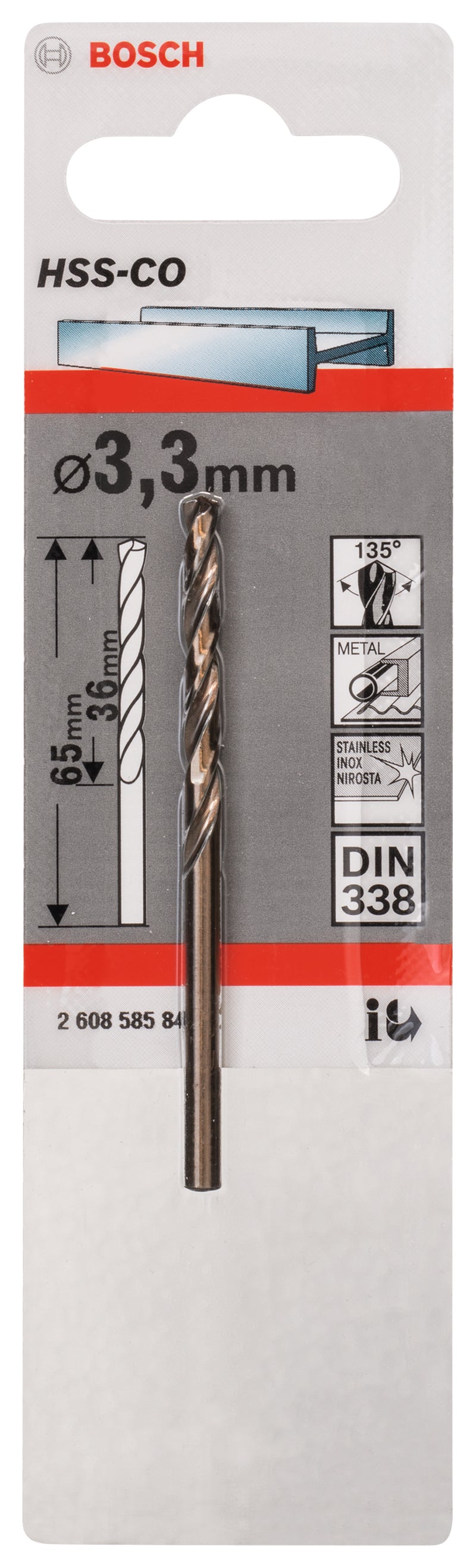 Bosch Drill bit METALL 3,3mm HSS-Co (1pack)