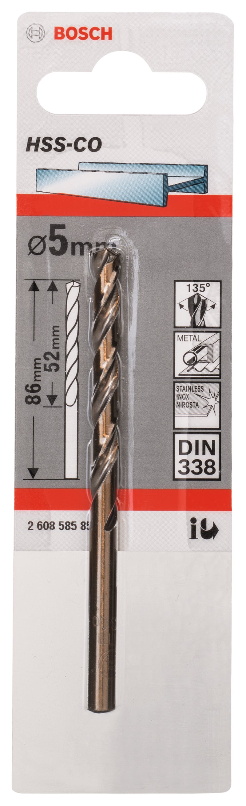 Bosch Drill bit 5,0mm HSS-Co (1pack)