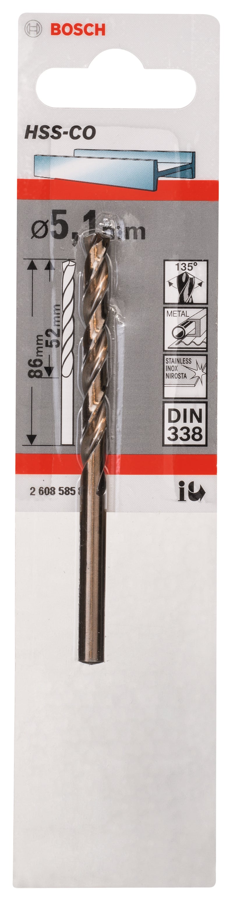 Bosch Drill bit METALL 5,1mm HSS-Co (1pack)