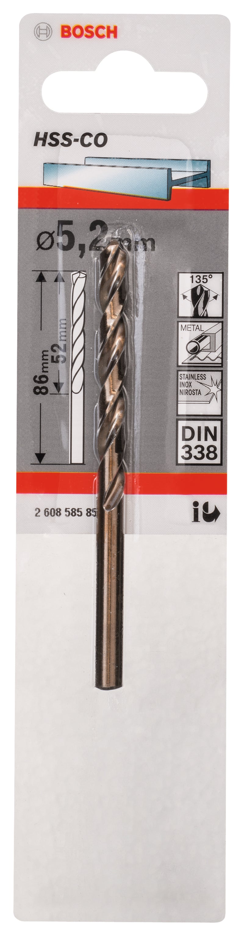 Broca Bosch METALL 5,2mm HSS-Co (1 embalagem)