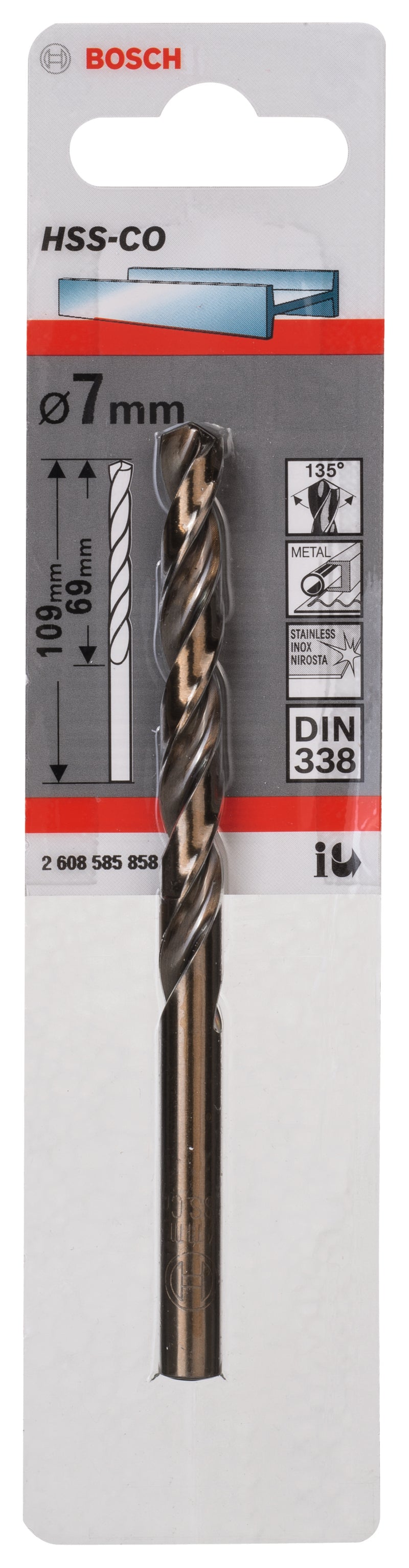 Broca Bosch de 7,0 mm HSS-Co (paquete de 1)