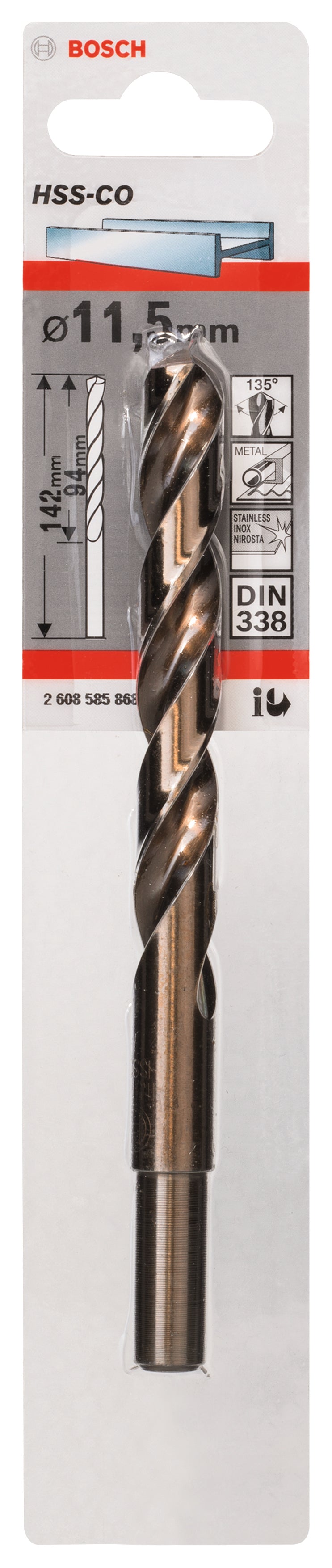 Broca Bosch METALL 11,5mm HSS-Co (1 embalagem)