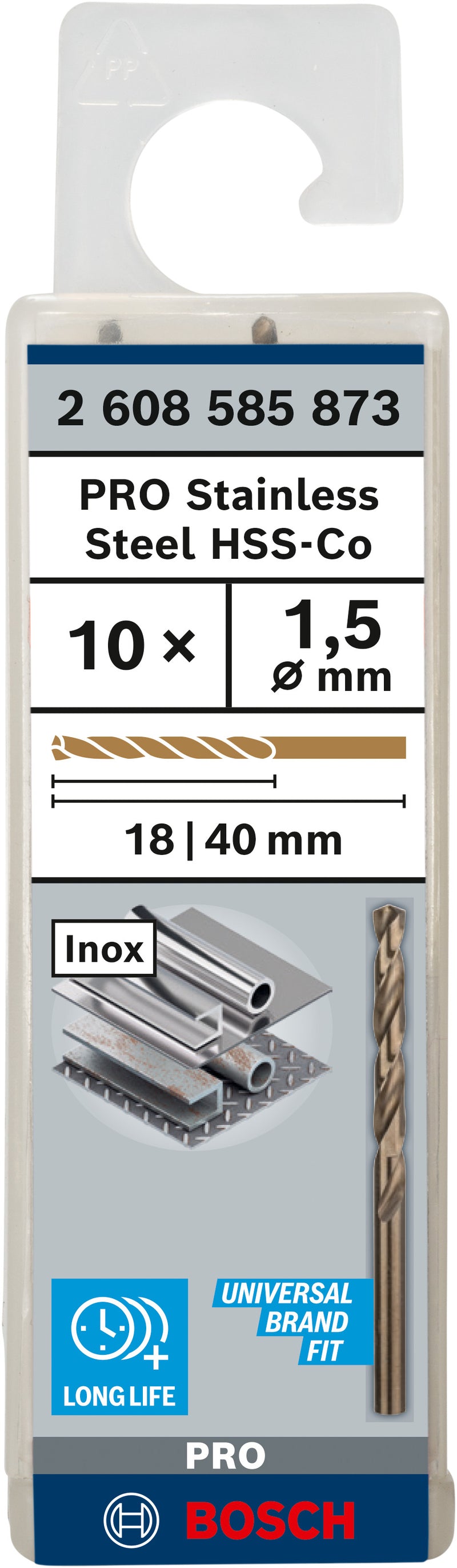 Broca helicoidal Bosch 1,5 mm HSS-Co (embalagem de 10)