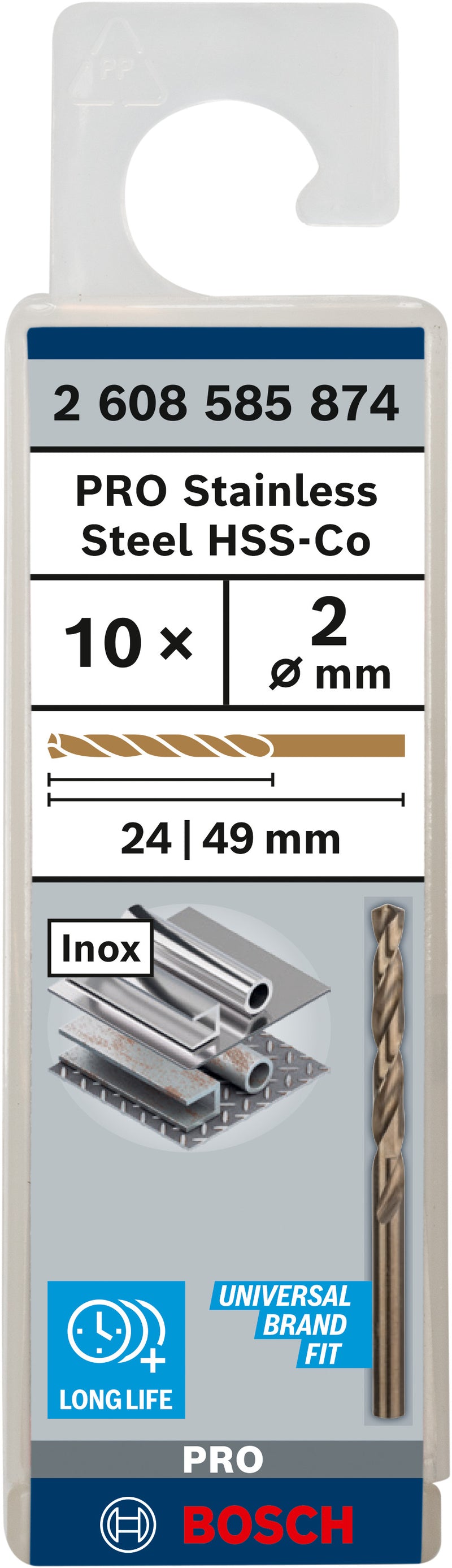 Bosch Twist Drill 2,0mm HSS-Co (10 Pack)