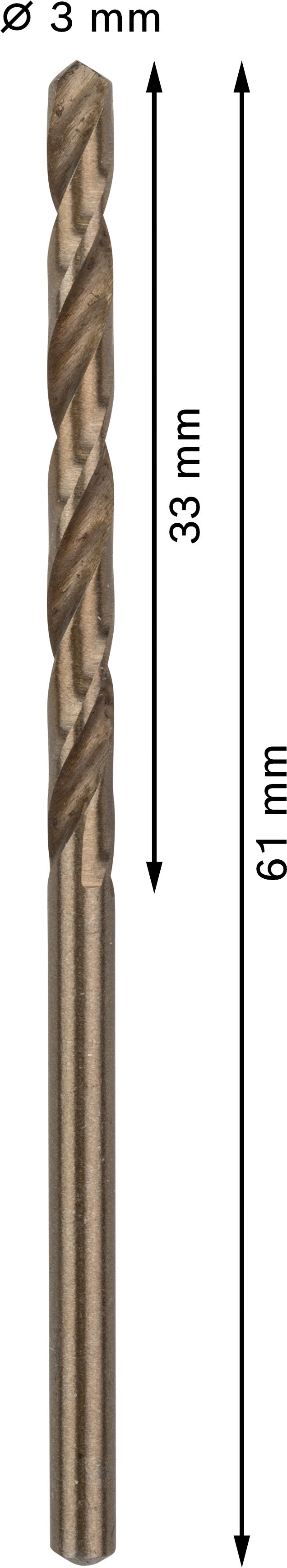 Broca para metal Bosch HSS-Co, 3,0x61 mm, 10 unid.