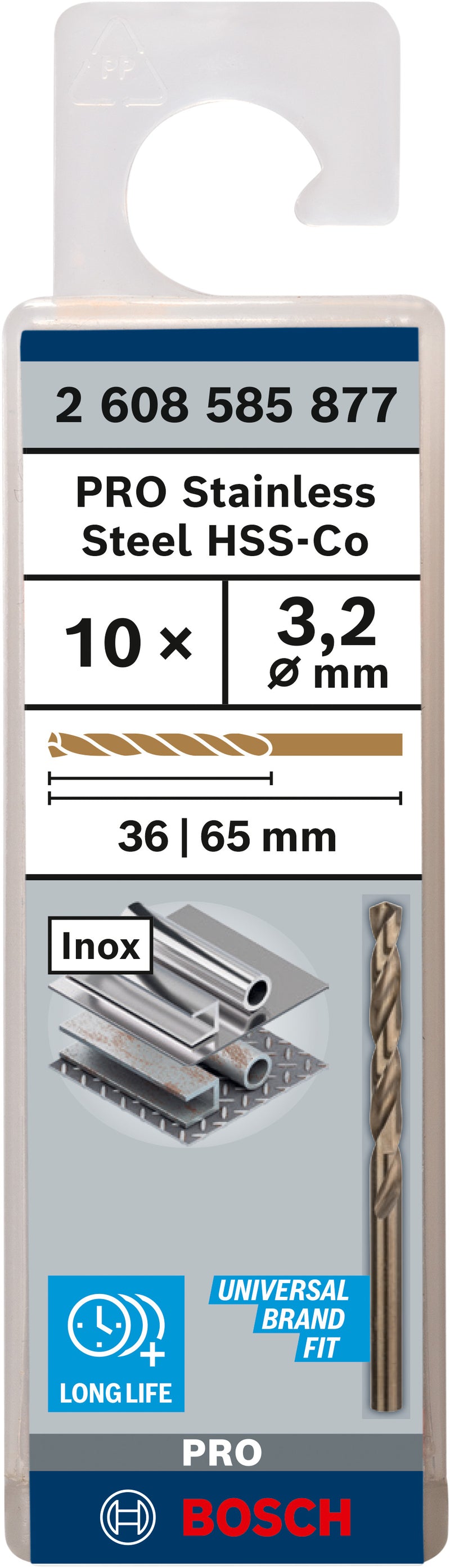 Bosch Twist Drill 3,2mm HSS-Co (10 Pack)