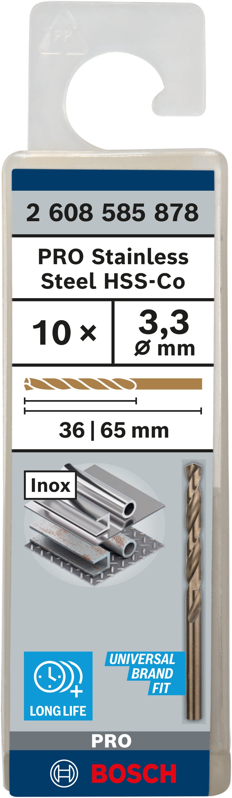 Bosch Twist Drill 3,3mm HSS-Co (10 Pack)
