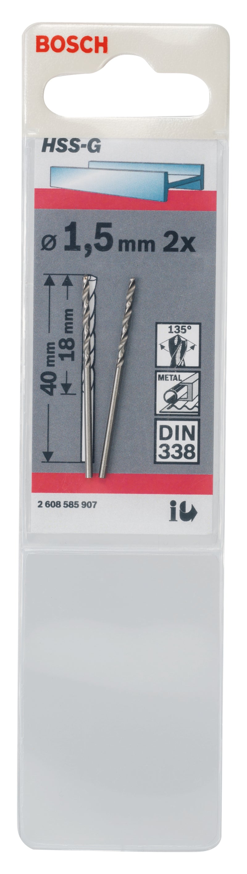 Bosch 1,5 mm HSS-G (2 unidades)