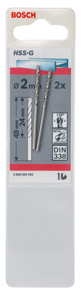 Bosch 2,0mm HSS-G (2pack)