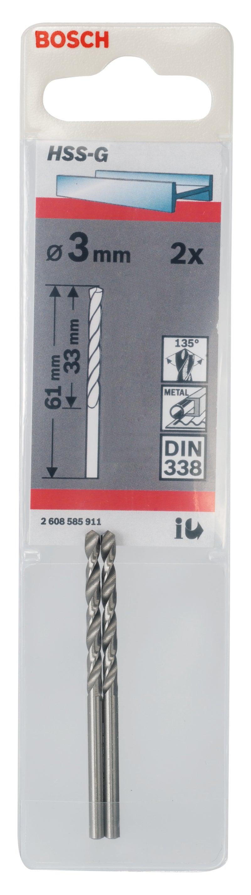 Bosch 3,0mm HSS-G (2pack)