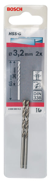 Bosch 3,2mm HSS-G (2pack)