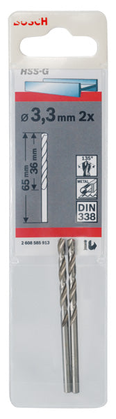 Bosch 3,3mm HSS-G (2pack)