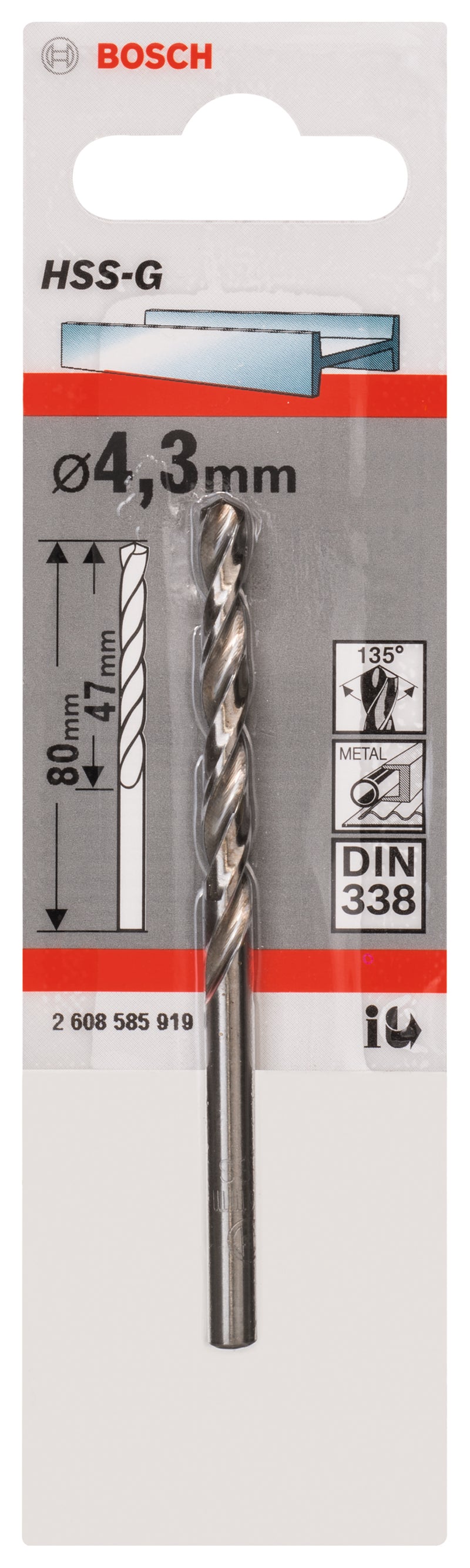 Bosch 4,3mm HSS-G (1pack)
