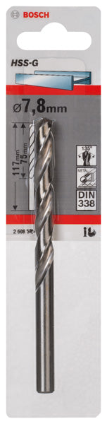 Bosch Metal drills HSS-G, DIN 338 . 7.8 x 75 x 117mm