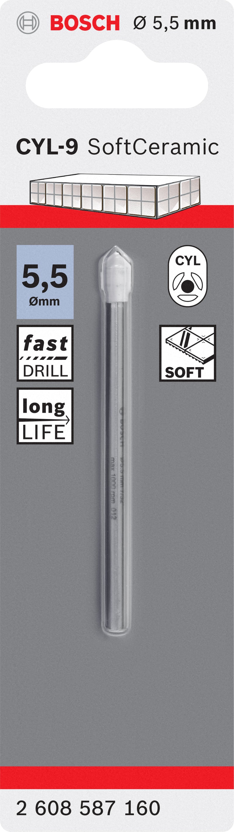 Broca para azulejos Bosch Ø5,5 x 70 mm