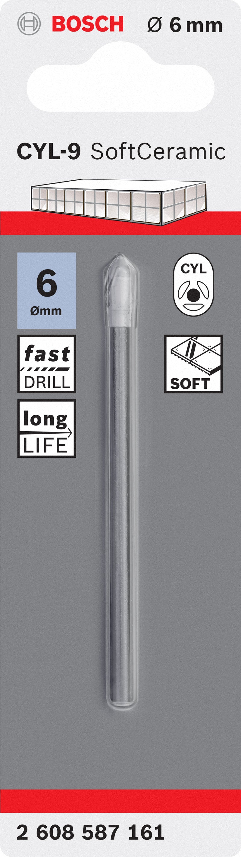 Broca Bosch para azulejos CYL-9 Cerâmica, 6 x 80 mm