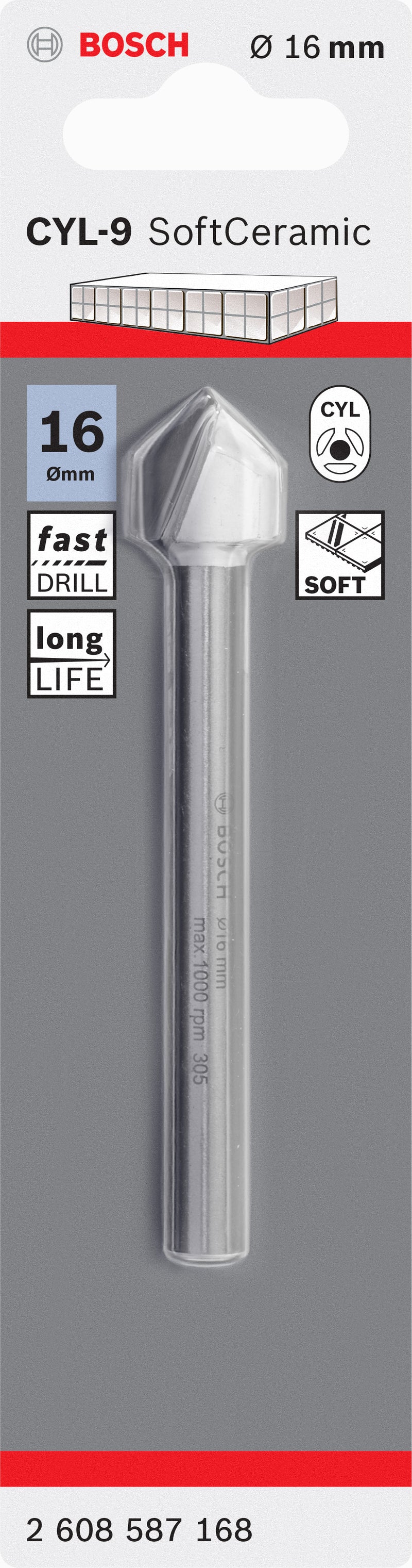Broca para azulejos Bosch CYL-9 Cerámica, 16 x 90 mm