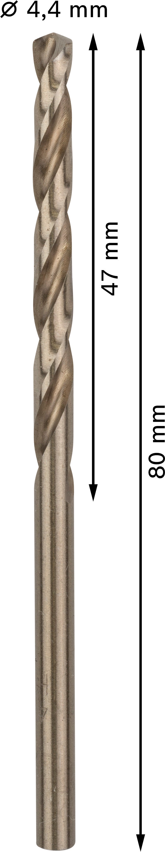 Bosch PRO Stainless Steel HSS-Co metal drill, 4.4 x 47 x 80 mm, 10 pcs.