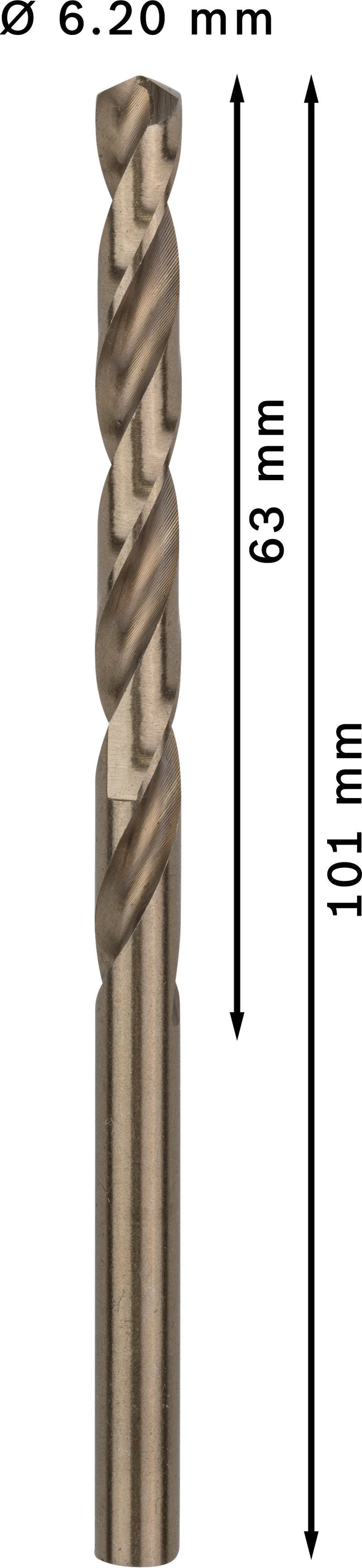 Bosch PRO Stainless Steel HSS-Co metal drill, 6.2 x 63 x 101 mm, 10 pcs.