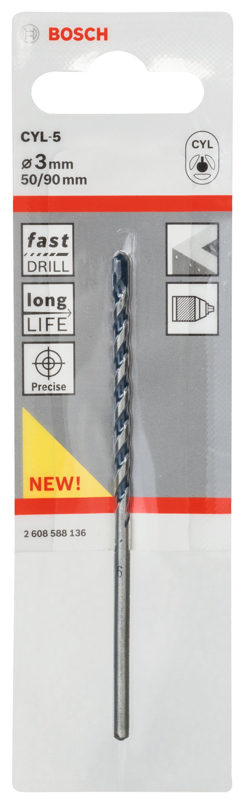 Bosch Carbide-Tipped Drill 3X50X90