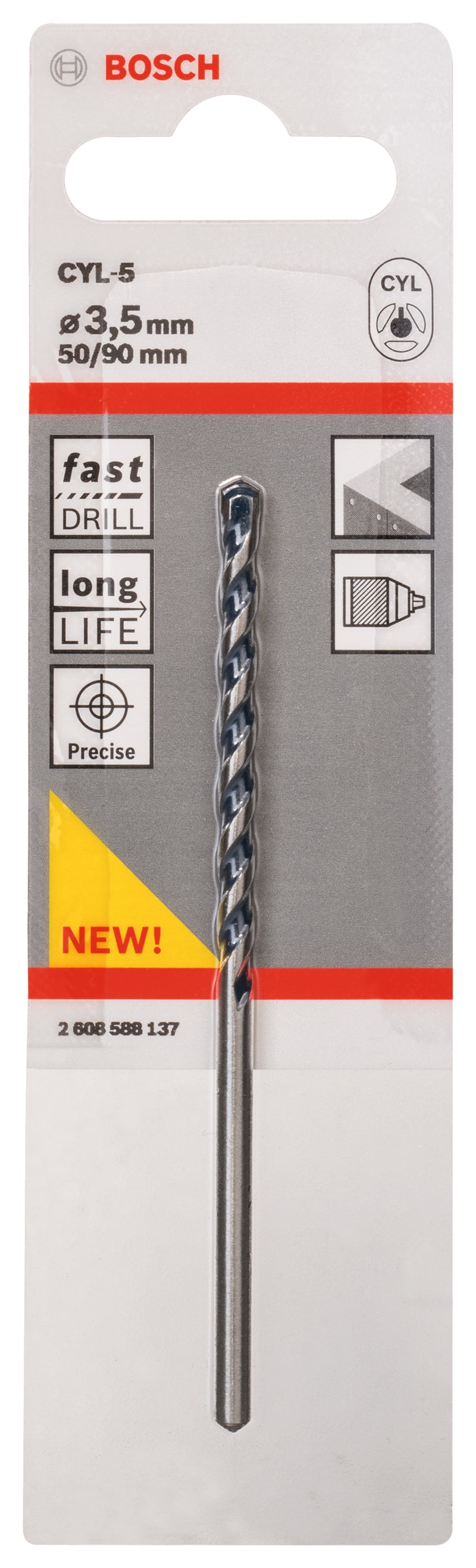 Broca con punta de carburo Bosch 3,5 x 50 x 90