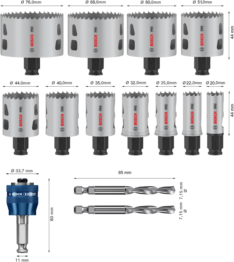Conjunto de serras copo Bosch P MM B 14P