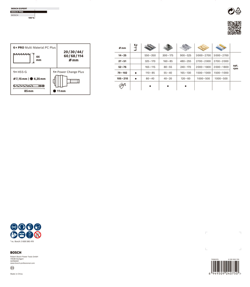Bosch Hole Saw Set P MM B 8P Set