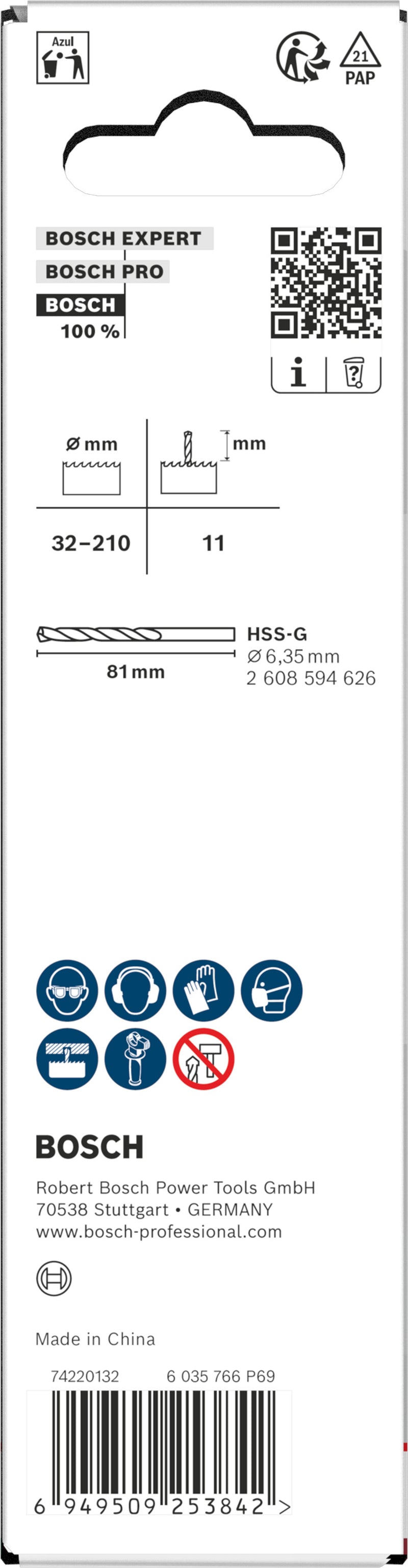 Accesorios para sierras de corona Bosch (husillo de sierra de celdas y broca de centrado, 32-210 x 44 mm)