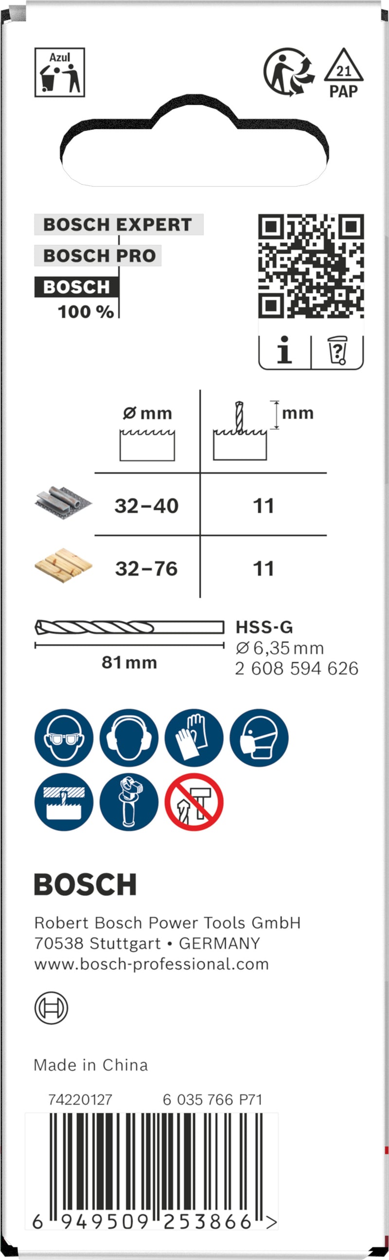 Accesorios para sierras de corona Bosch (husillo de sierra de celdas y broca de centrado, 32-210 x 44 mm)