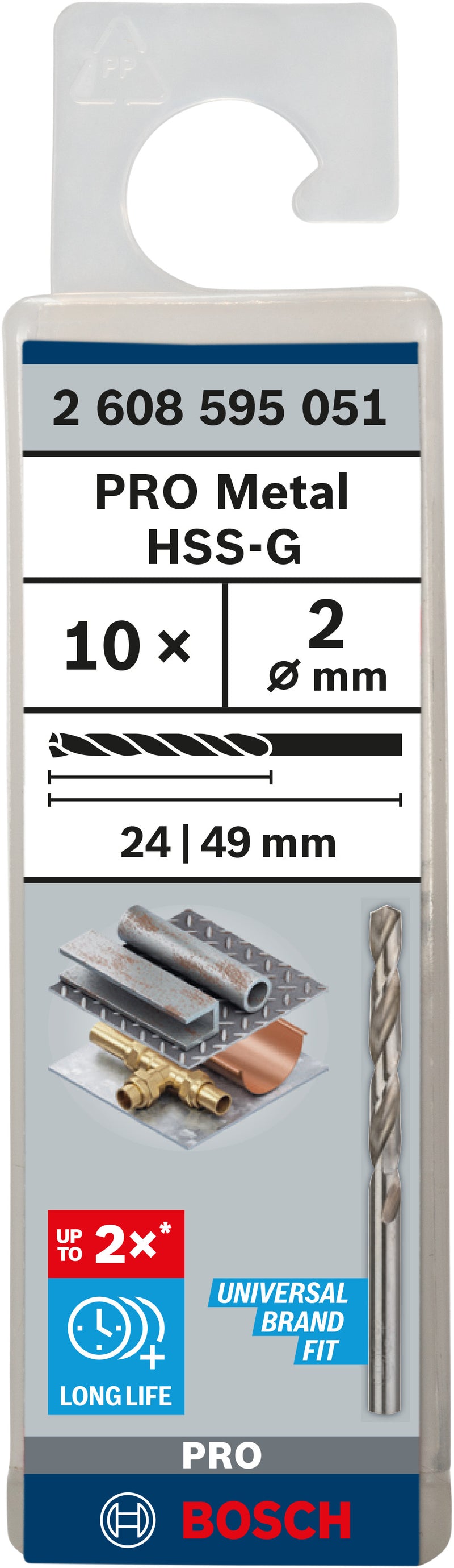 Bosch Twist Drill 2.0 mm HSS-G (10pack)