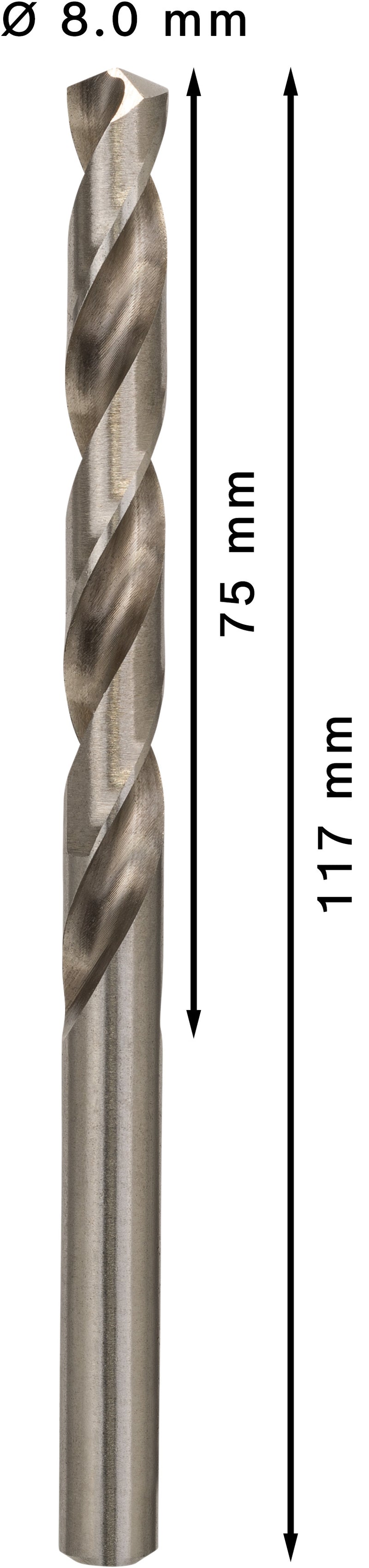 Broca helicoidal Bosch de 8,0 mm HSS-G 135 (paquete de 5)