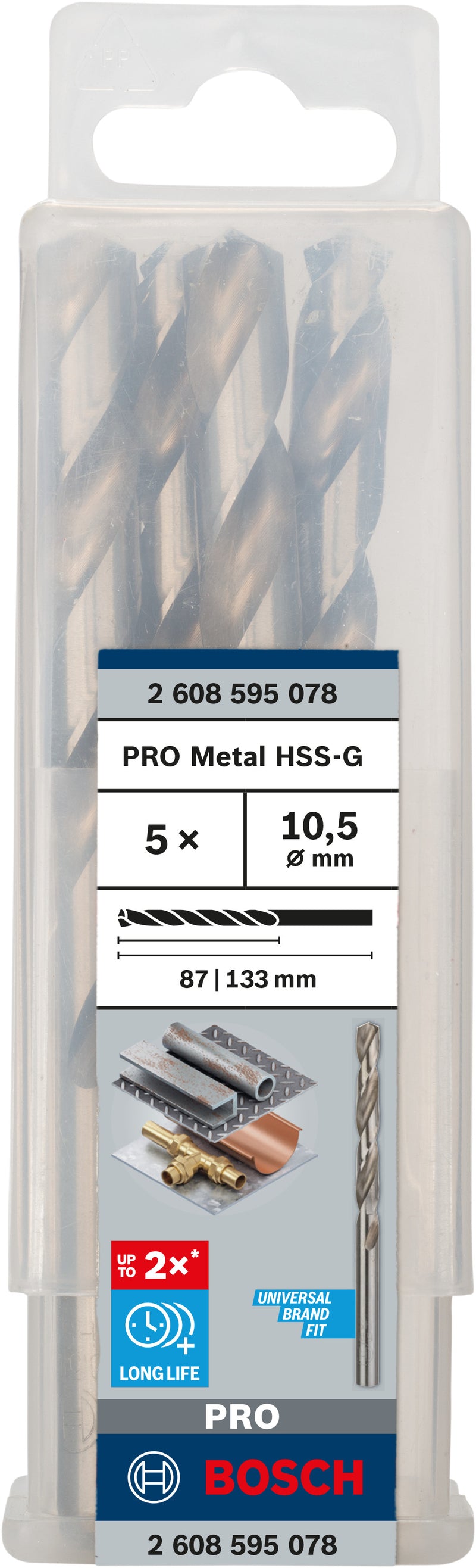 Berbequim helicoidal Bosch 10,5 mm HSS-G 135 (embalagem de 5)