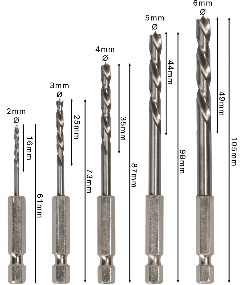 Broca hexagonal para madeira Bosch 2,3,4,5,6 mm