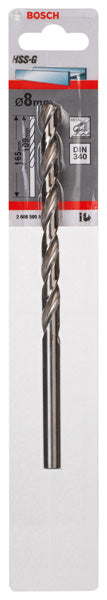 Broca para metal Bosch HSS-G 8,0 mm (DIN 340)