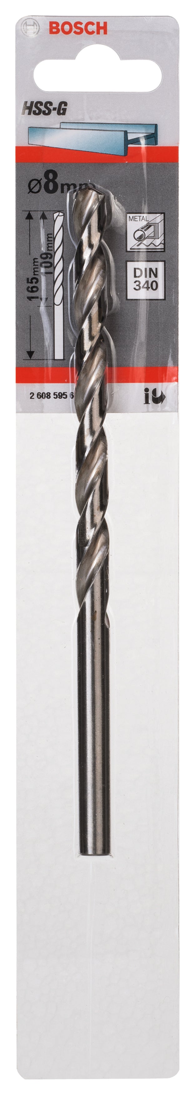 Broca para metal Bosch HSS-G 8,0 mm (DIN 340)