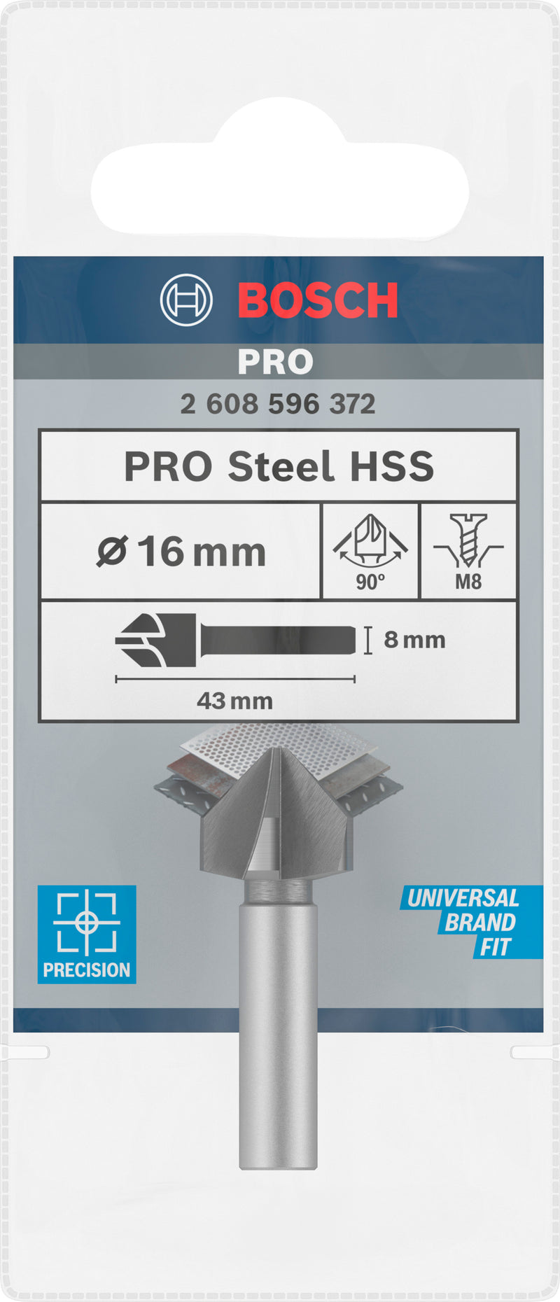 Broca escareadora HSS de eixo redondo Bosch