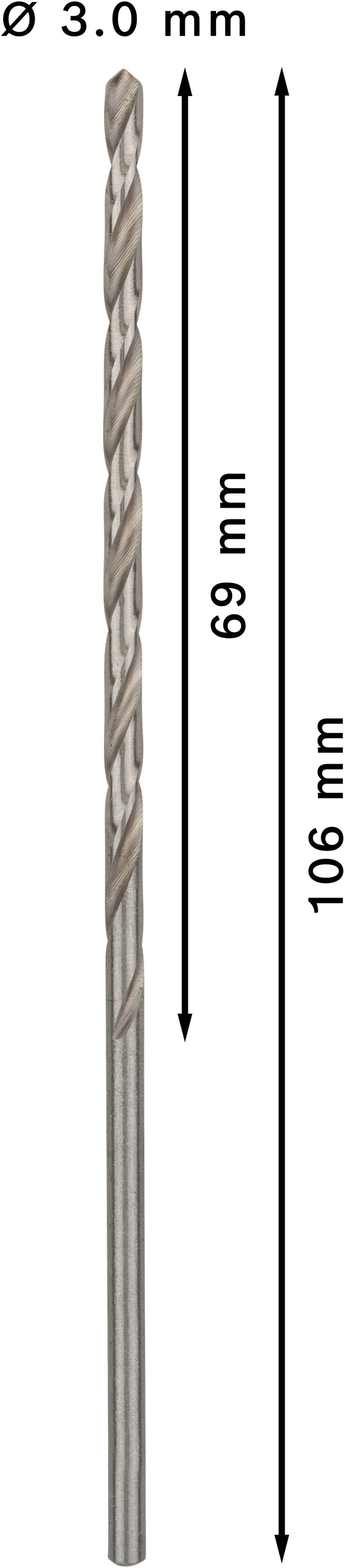 Broca Bosch HSS-G larga de 3,2 mm x 106 mm