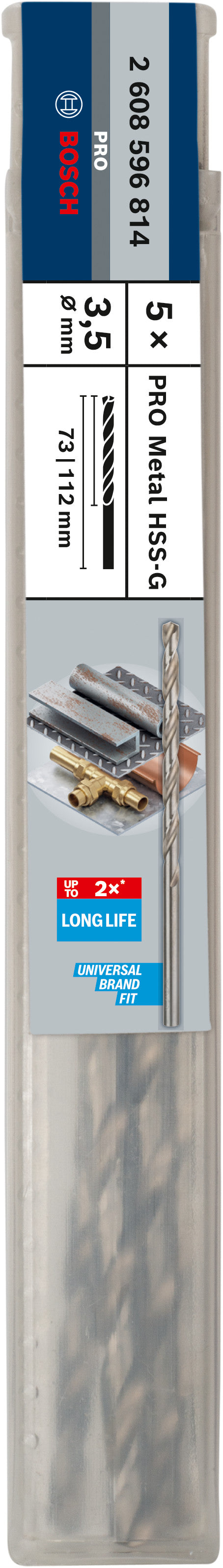 Broca Bosch HSS-G larga de 3,5 mm x 106 mm