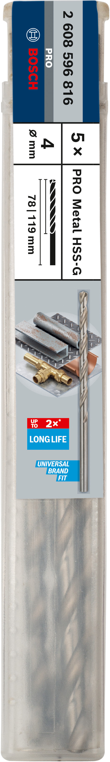 Bosch HSS-G DRILL LONG 4.0MM X 119MM
