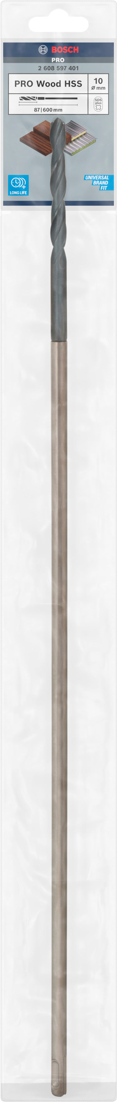 Bosch PRO Wood HSS Formwork Drill Bit, 10 x 87 x 600 mm, SDS plus