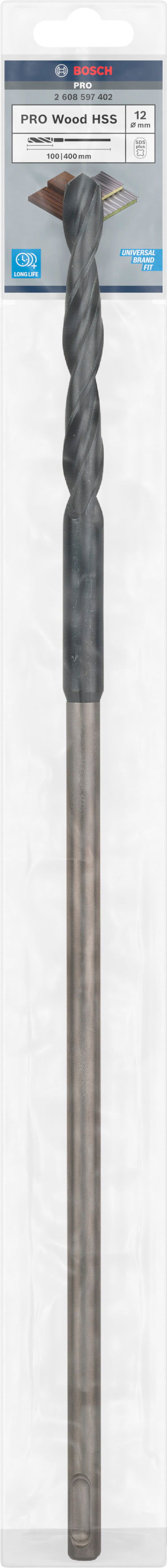 Bosch PRO Wood HSS Formwork Drill Bit, 12 x 100 x 400 mm, SDS plus