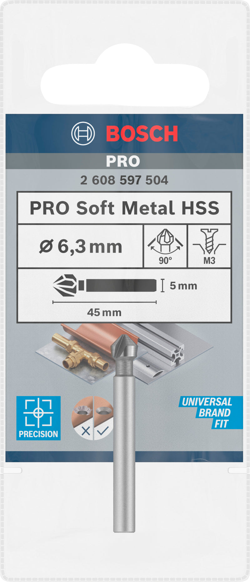 Bosch Taper Countersink Cylin. HSS M3 Ø6,3