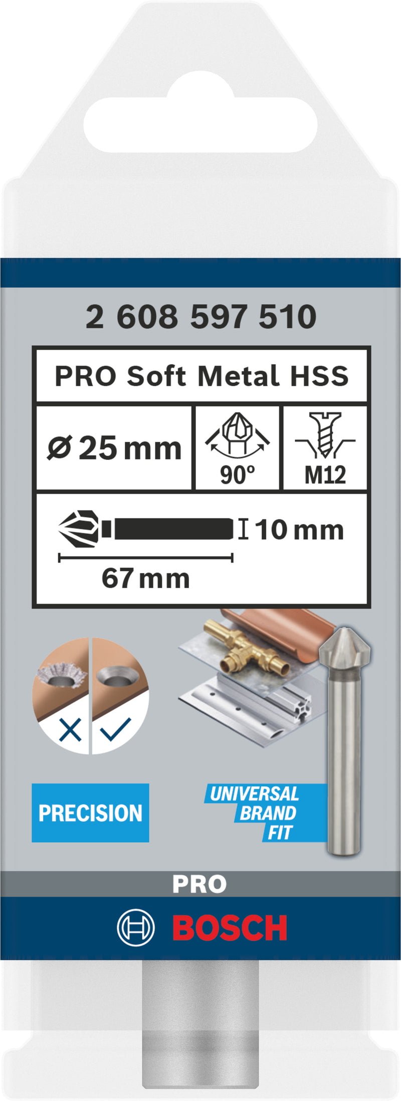 Cilindro de escareamento cónico Bosch HSS M12 Ø25