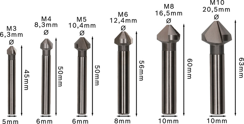Bosch PRO Soft Metal HSS Countersink Bit Set, 6 pcs.