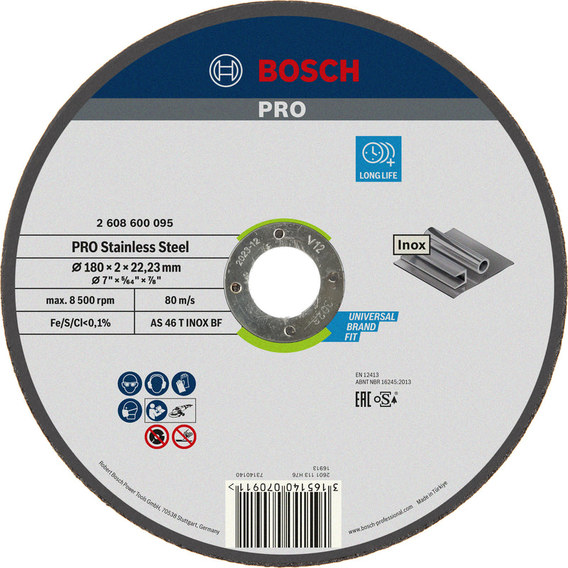 Bosch PRO Stainless Steel abrasive disc, 180 x 2 x 22.23 mm